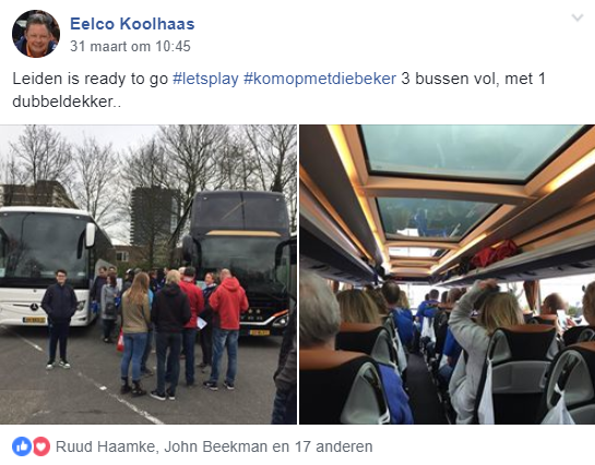 Eelco Koolhaas was een van de fans die met de bus naar Zwolle ging en er verslag van deed op Facebook.